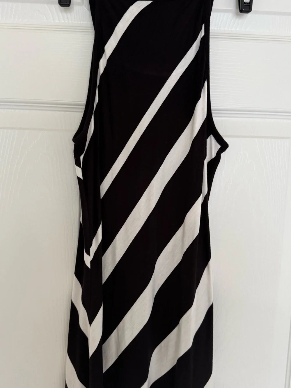 Black and White Diagonal Stripe Sleeveless Top
